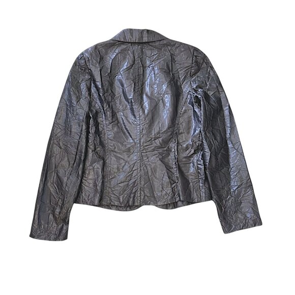 People Like Frank Y2K Cropped Jacket Size 8 Metallic Brown Crinkle Textured - Picture 3 of 8